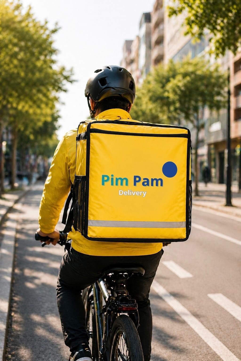 Repartidor de Pim Pam Delivery en bici